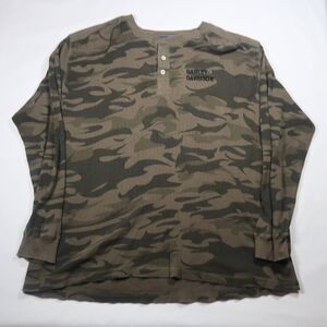 Harley Davidson Mens Henley 2XL camo long sleeve shirt oullover